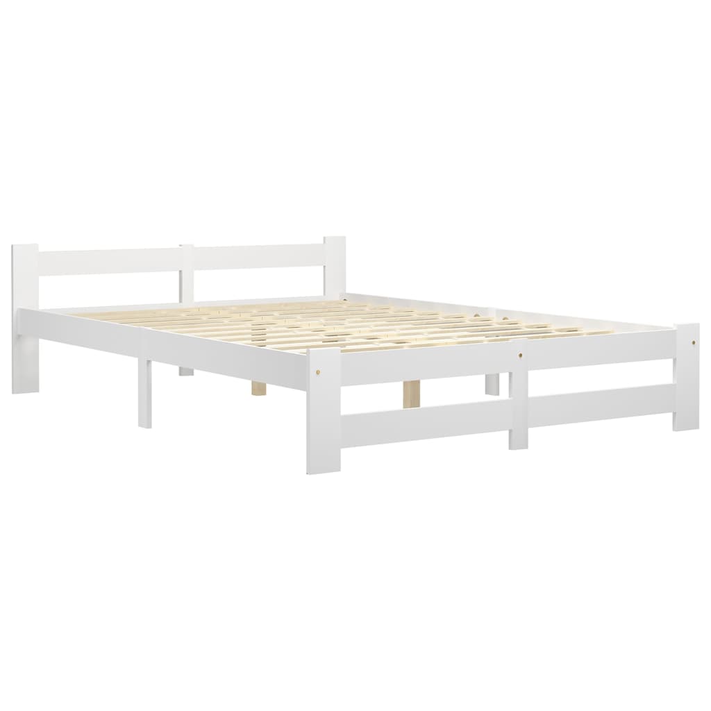 vidaXL إطار سرير أبيض خشب صنوبر صلب 180×200 سم