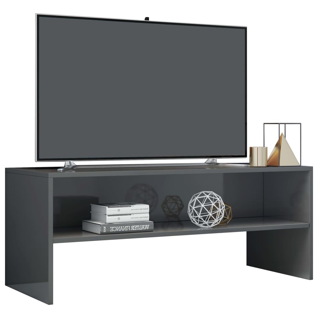 vidaXL 801921 vidaXL TV Cabinet High Gloss Grey 100x40x40 cm Chipboard (AU/US only)