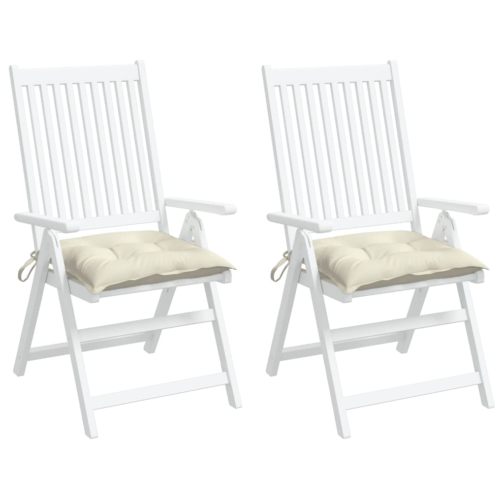 vidaXL وسائد كرسي 2 ق أبيض كريمي 50×50×7 سم قماش