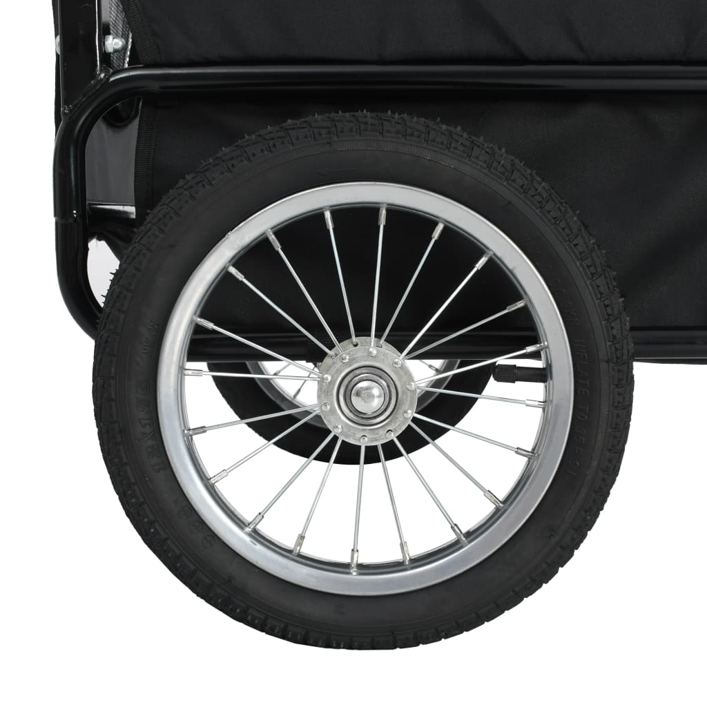 vidaXL عربة دراجة 2 في 1 للحيوانات الأليفة وعربة ركض لون رمادي وأزرق