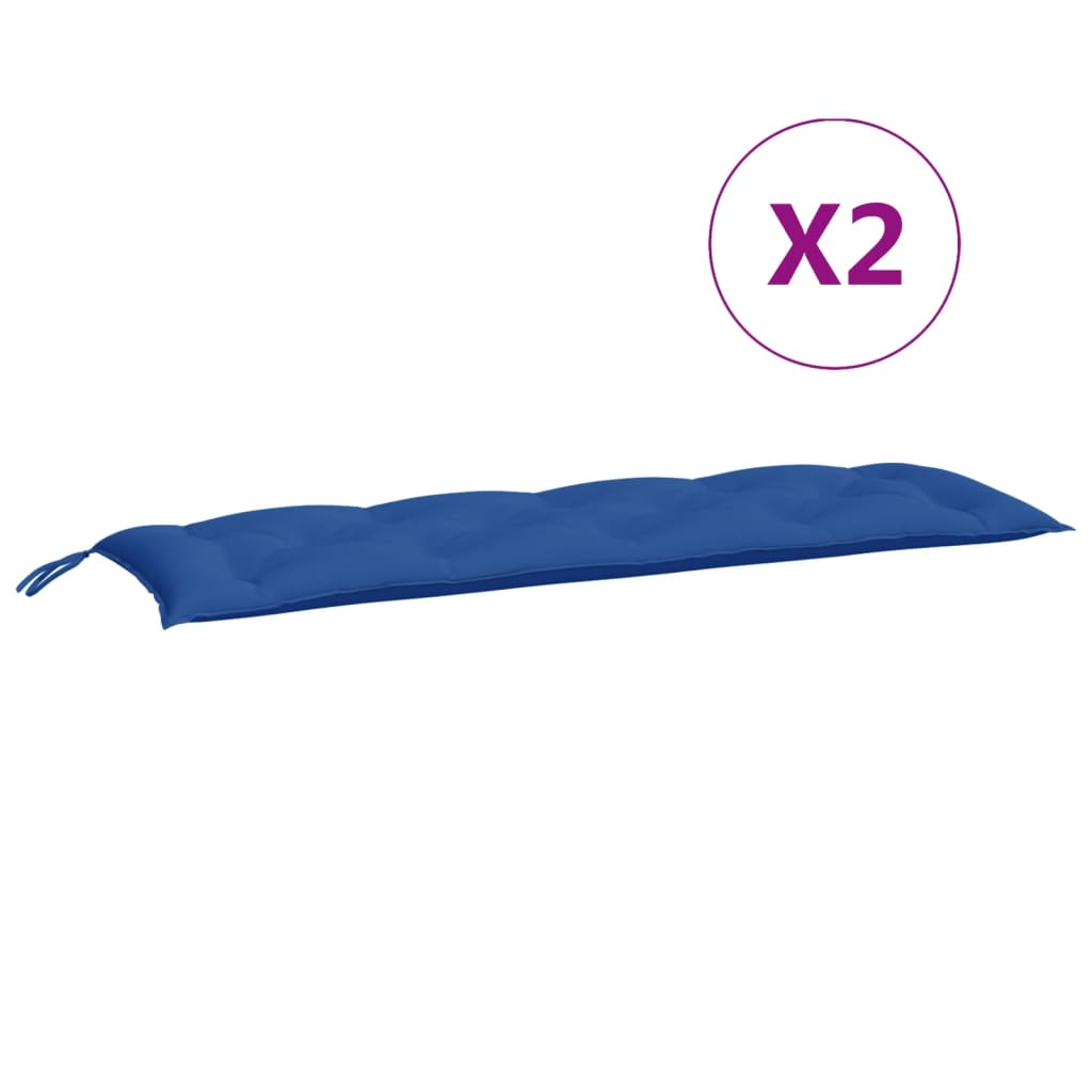 vidaXL وسائد بنش حديقة 2 ق أزرق 150×50×7 سم قماش أكسفورد