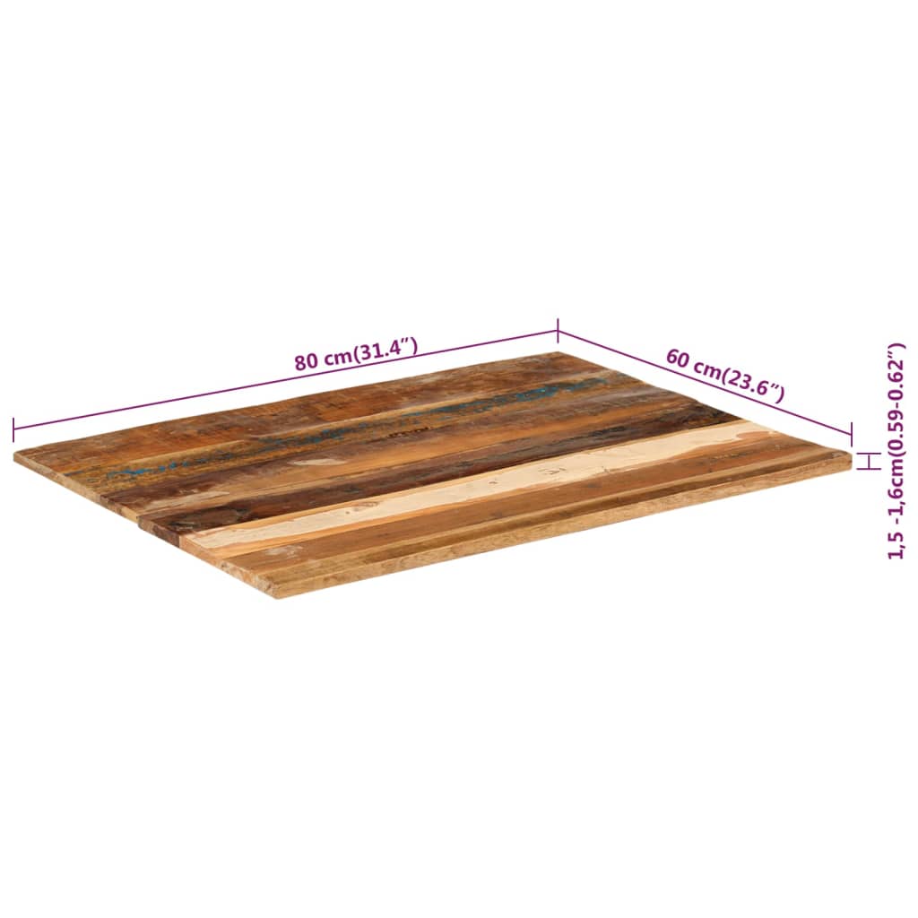 vidaXL سطح طاولة مستطيل 60×80 سم 15-16 ملم خشب صلب مستصلح