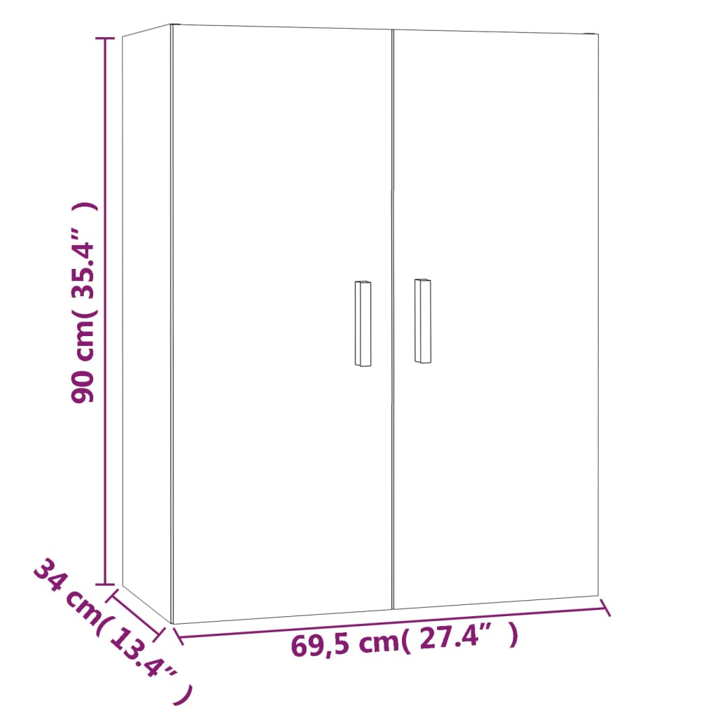 vidaXL خزانة حائط معلقة سونوما رمادي 90x34x69,5 سم