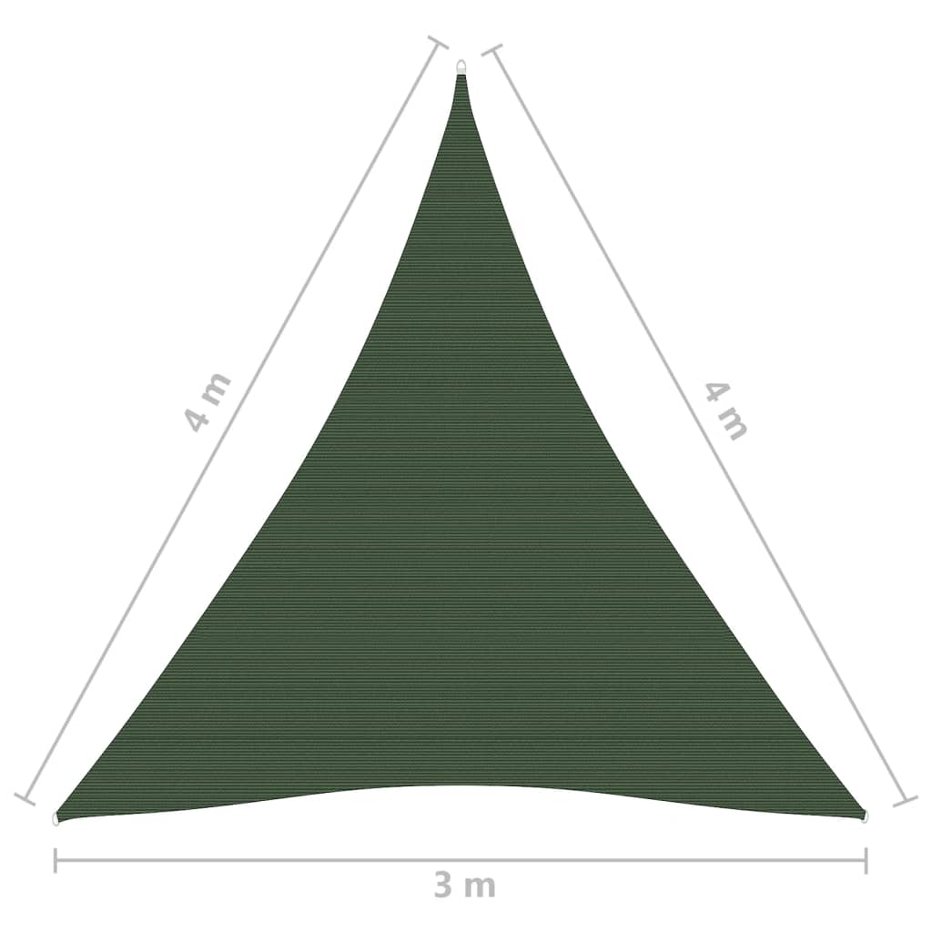 vidaXL مظلة شراعية 160 جم/م² أخضر داكن 3×4×4 م HDPE