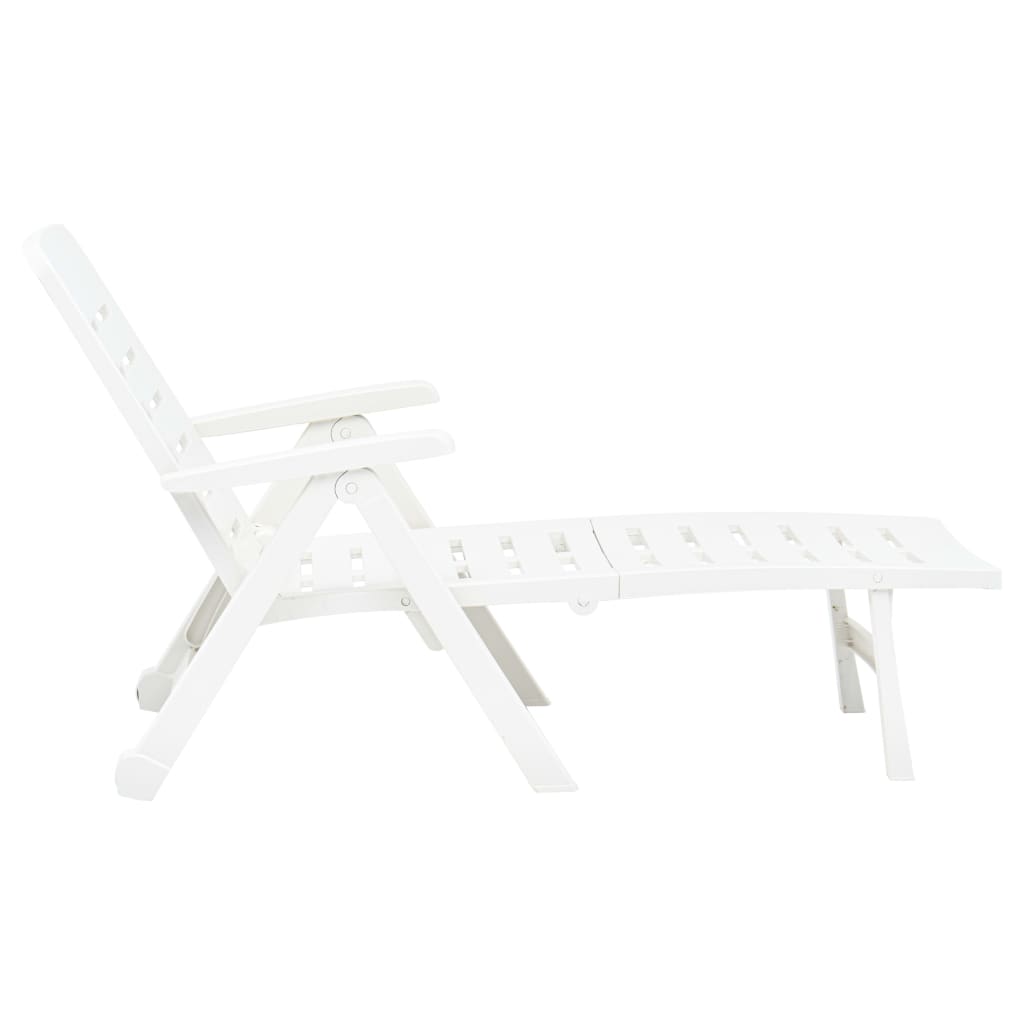 vidaXL كرسي تشمّس قابل للطي بلاستيك أبيض