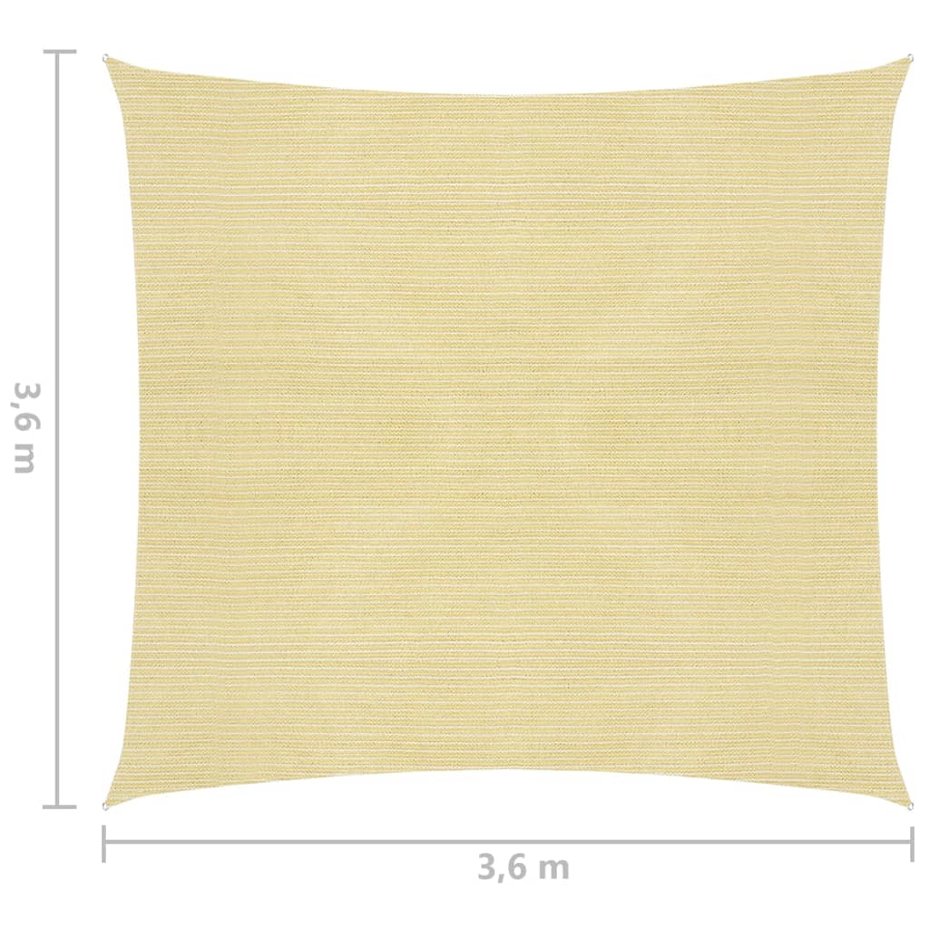 vidaXL مظلة شراعية HDPE مربعة الشكل 3.6×3.6 سم بيج