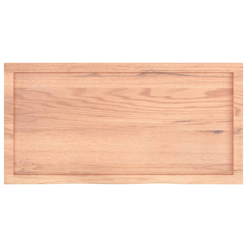 vidaXL سطح طاولة لون بني فاتح 100*50*(2-4) سم خشب بلوط صلب معالج