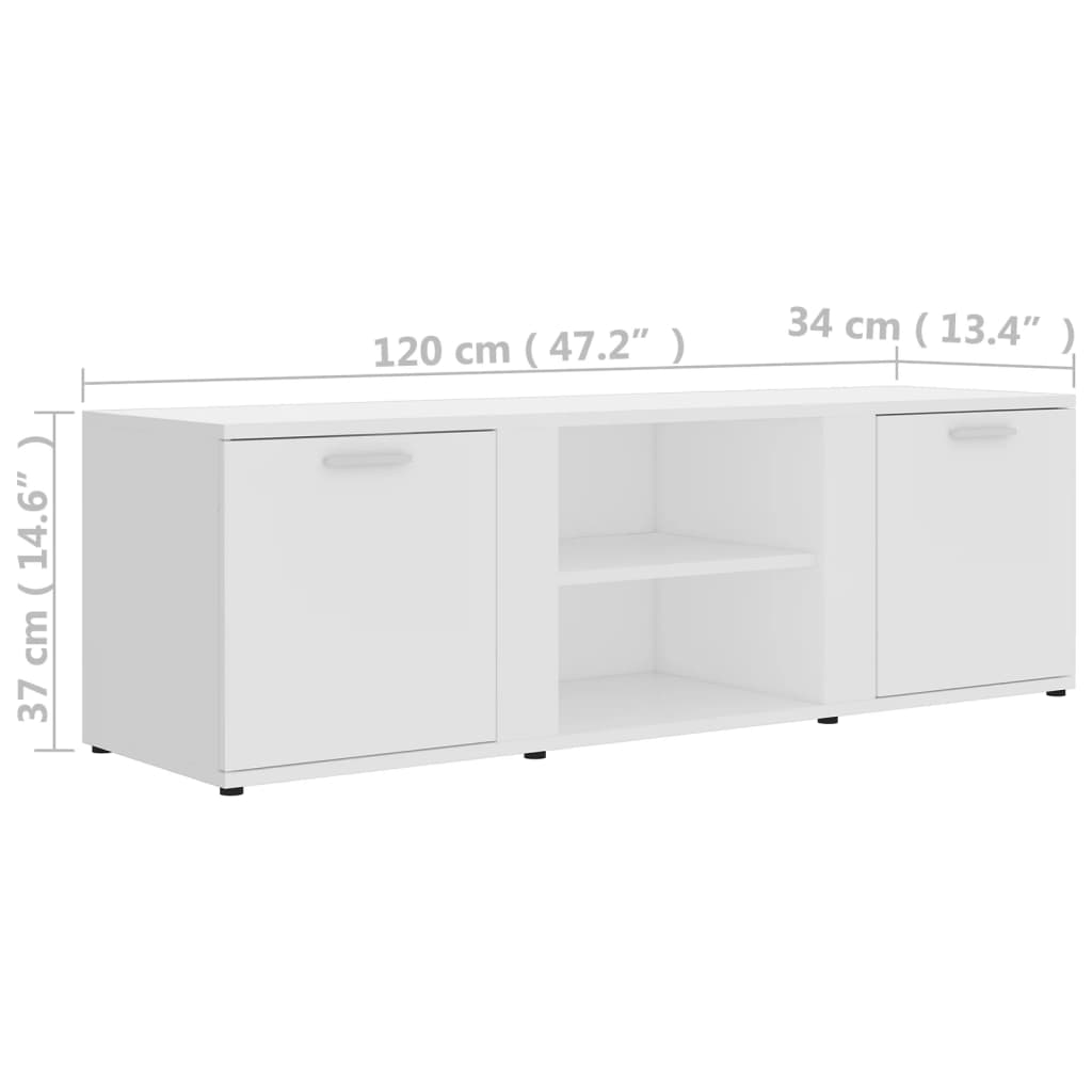 vidaXL خزانة تلفزيون أبيض 120×34×37 سم خشب حبيبي