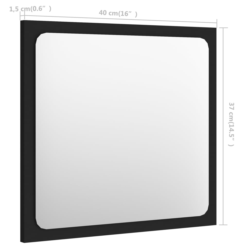 vidaXL مرآة حمام أسود 40×1.5×37 سم خشب حبيبي