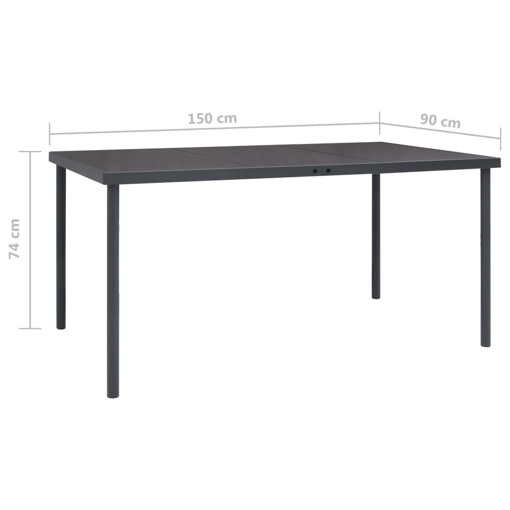 vidaXL طاولة سفرة خارجية 150×90×74 سم فولاذ