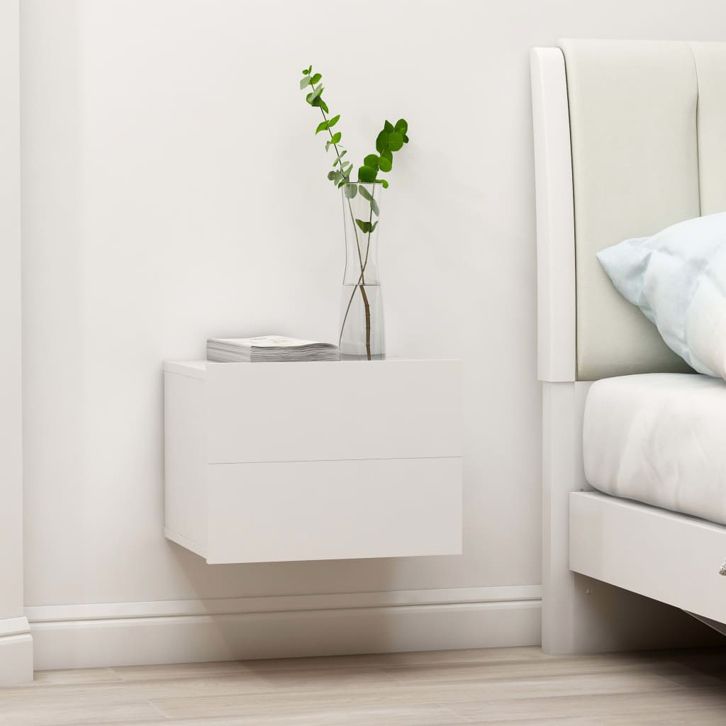 vidaXL خزانة سرير جانبية أبيض 40×30×30 سم خشب مضغوط