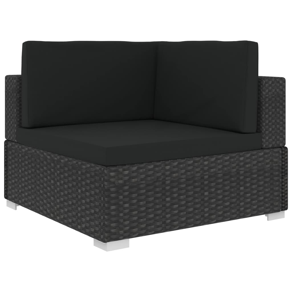 vidaXL 7 Piece Garden Lounge Set Black with Cushions Poly Rattan