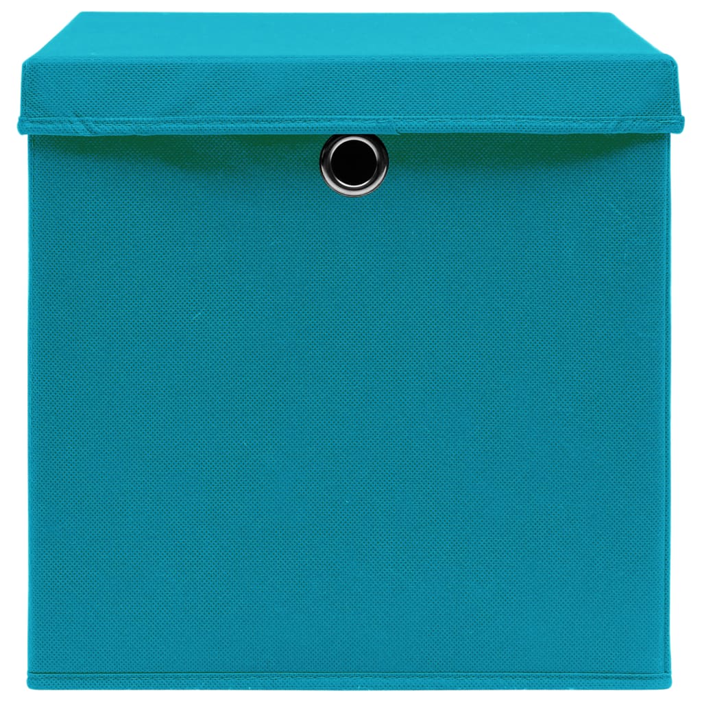 vidaXL صناديق تخزين ذات أغطية 4 ق أزرق فاتح 32×32×32 سم قماش