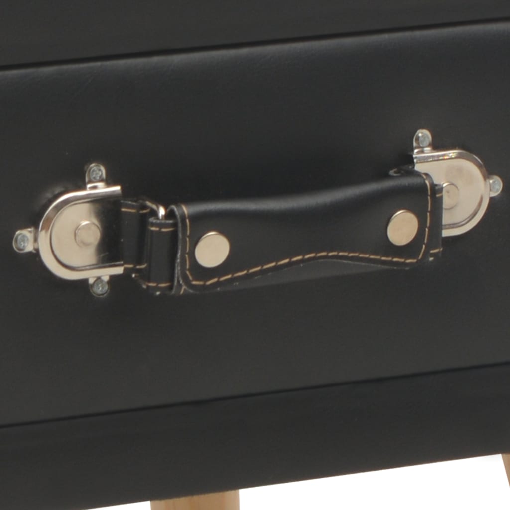 vidaXL خزانة جانب السرير أسود 40×35×40 سم جلد صناعي