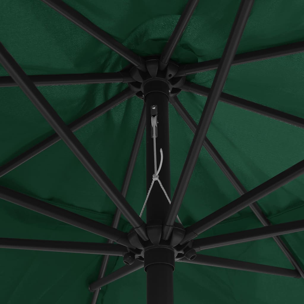 vidaXL مظلة شمسية خارجية مع عمود معدن 400 سم أخضر