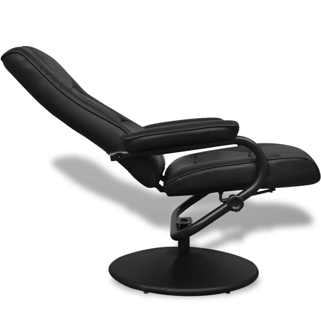 vidaXL كرسي تلفزيون ذو ذراعين مع مسند للقدمين جلد صناعي أسود