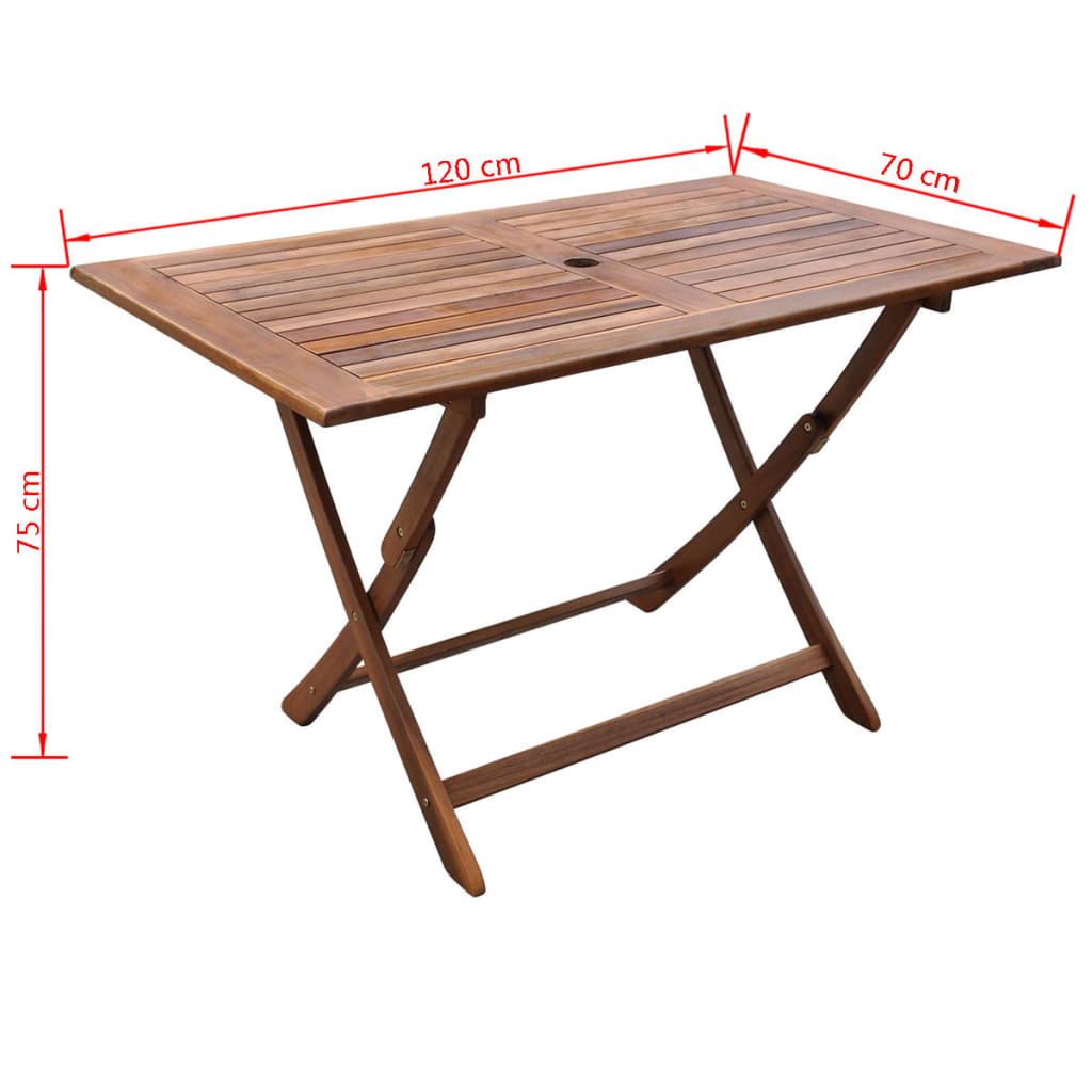 vidaXL طاولة حديقة 120×70×75 سم خشب أكاسيا صلب