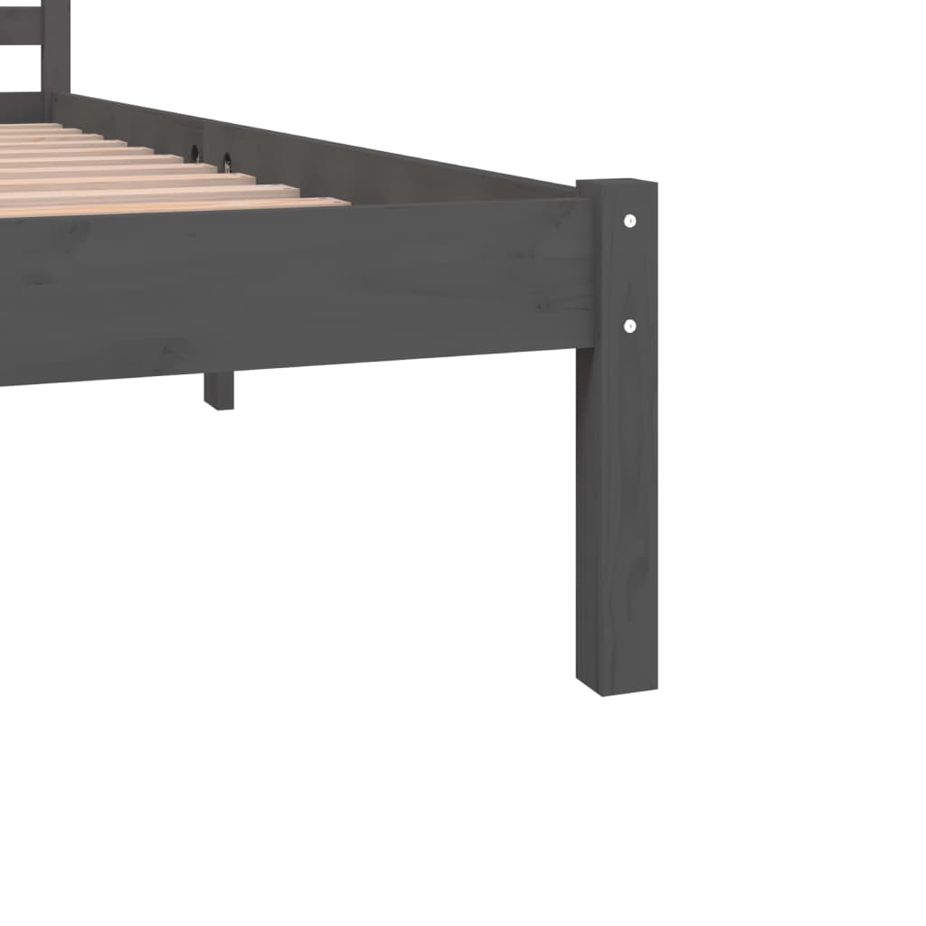 vidaXL إطار سرير خشب صنوبر صلب 180×200 سم رمادي 6FT سوبر كينج