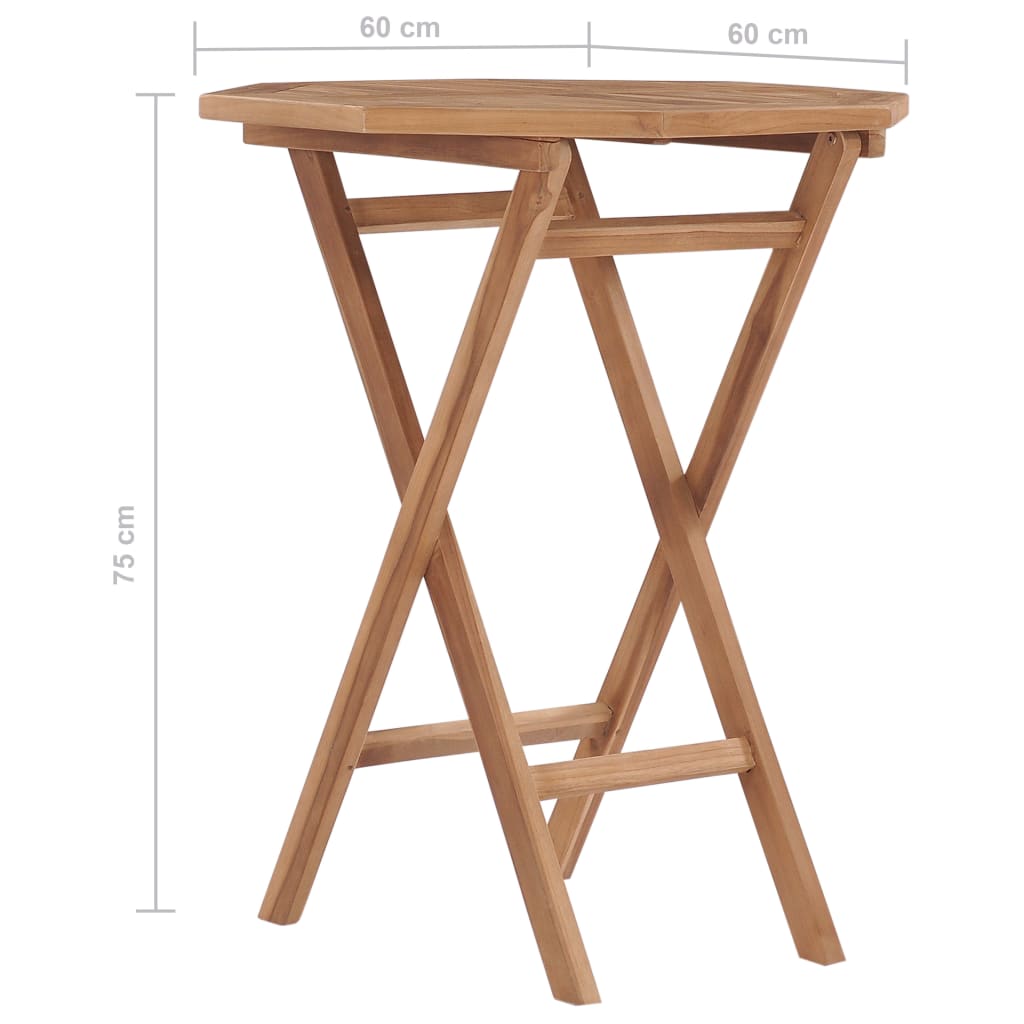 vidaXL طاولة حديقة قابلة للطي 60×60×75 سم خشب ساج صلب