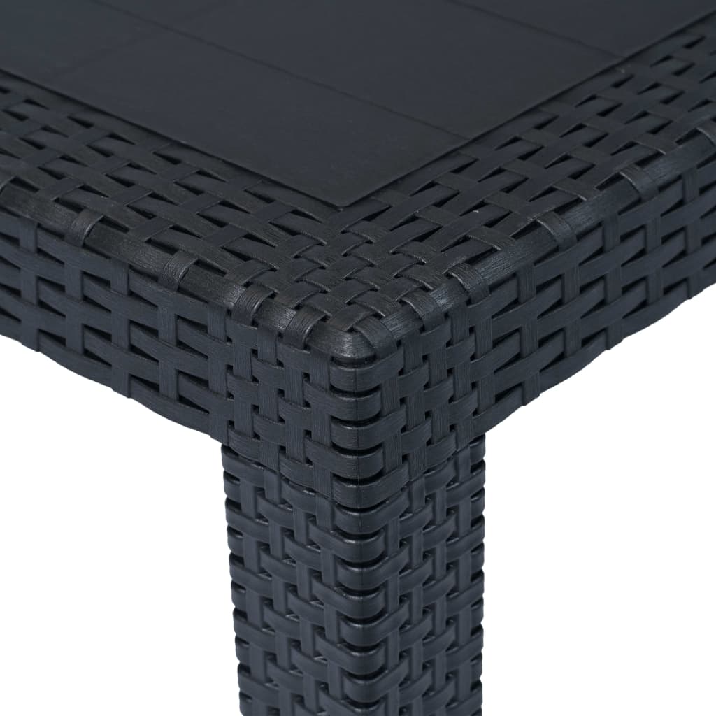 vidaXL طاولة حديقة أنثراسيت 79×79×72 سم بلاستيك بمظهر روطان