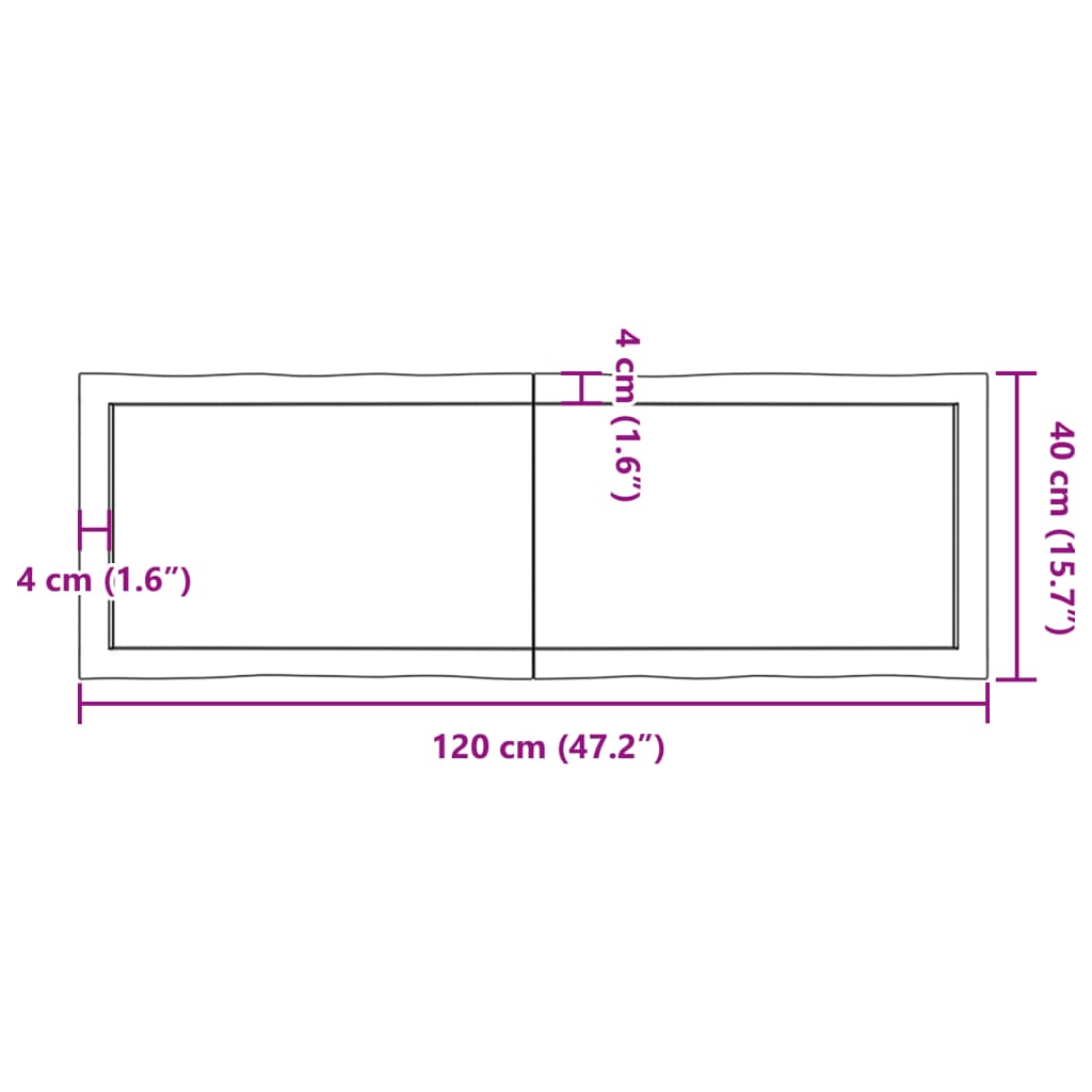 vidaXL سطح طاولة لون بني فاتح 120*40*(2-4) سم خشب صلب معالج وحواف خام