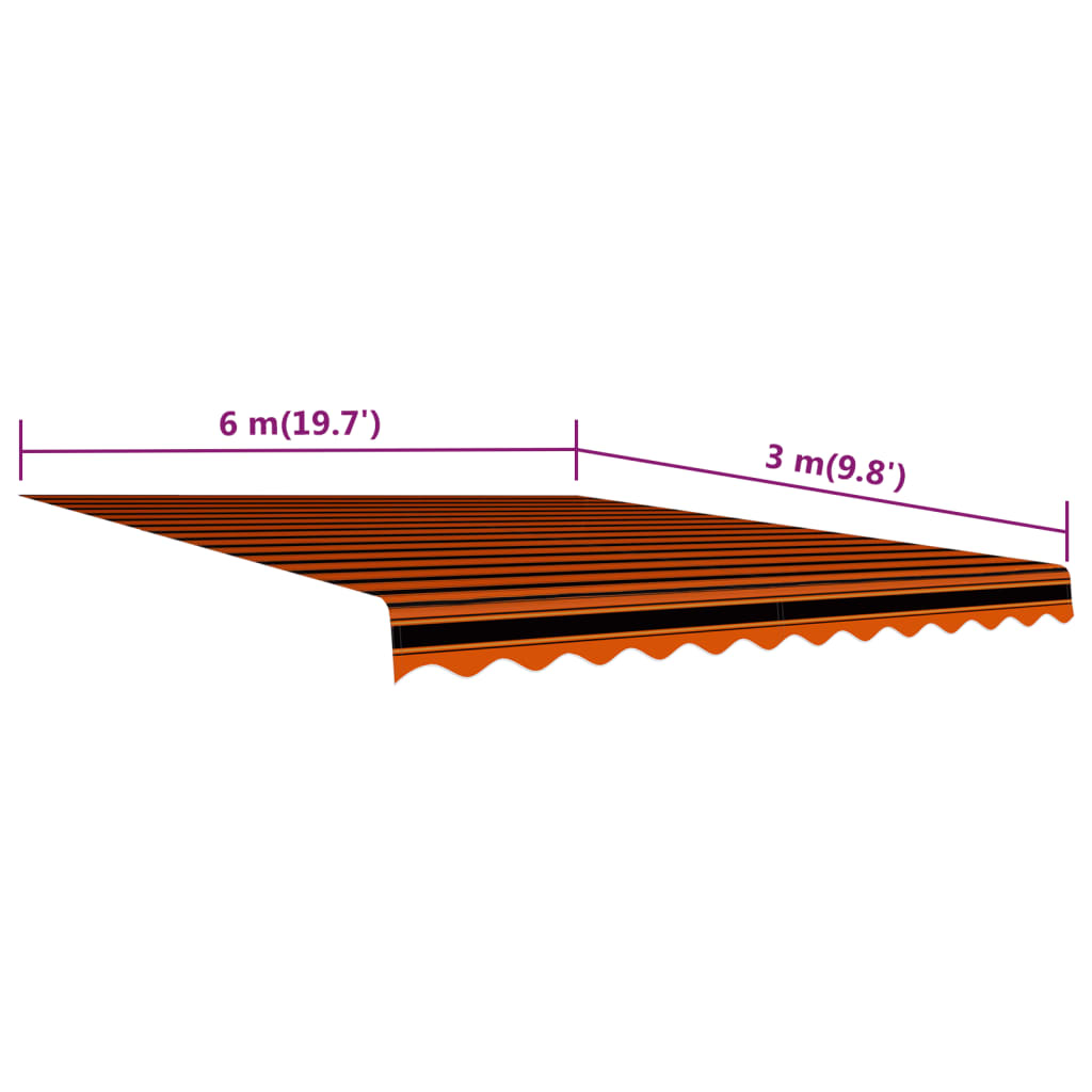 vidaXL سقف مظلة شمسية قماش برتقالي وبني 600×300 سم