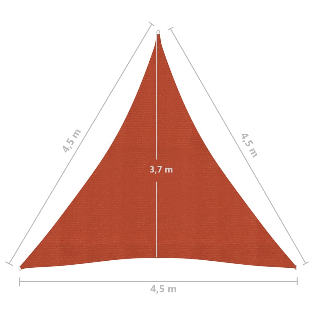 vidaXL مظلة شراعية 160 جم/م² قرميدي 4.5×4.5×4.5 م HDPE