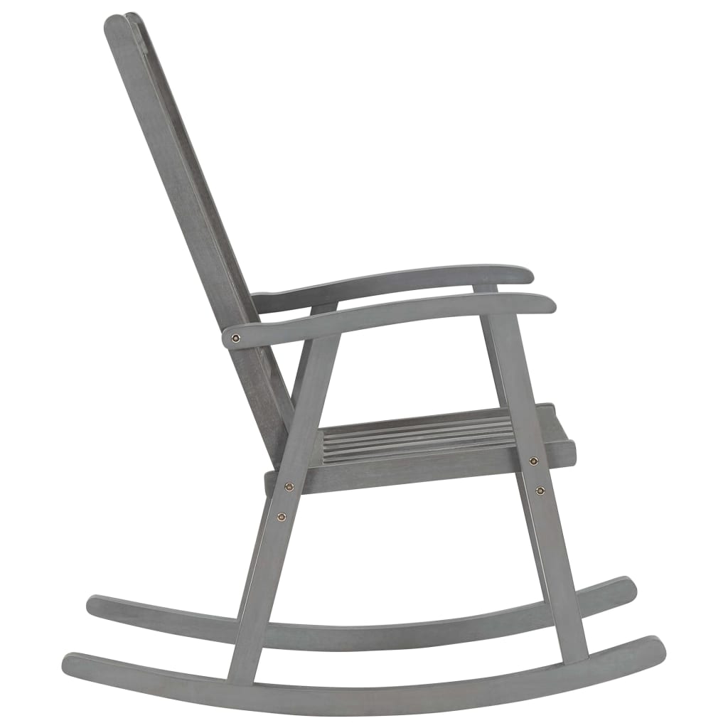 vidaXL كرسي هزاز مع وسائد رمادية خشب أكاسيا صلب (311845+43181)
