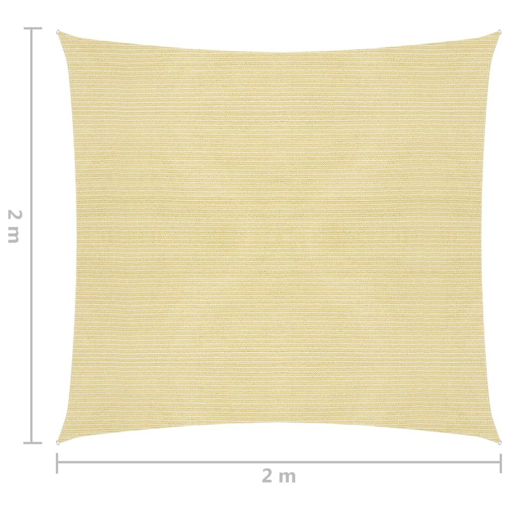 vidaXL مظلة شراعية HDPE مربعة الشكل 2×2 سم بيج