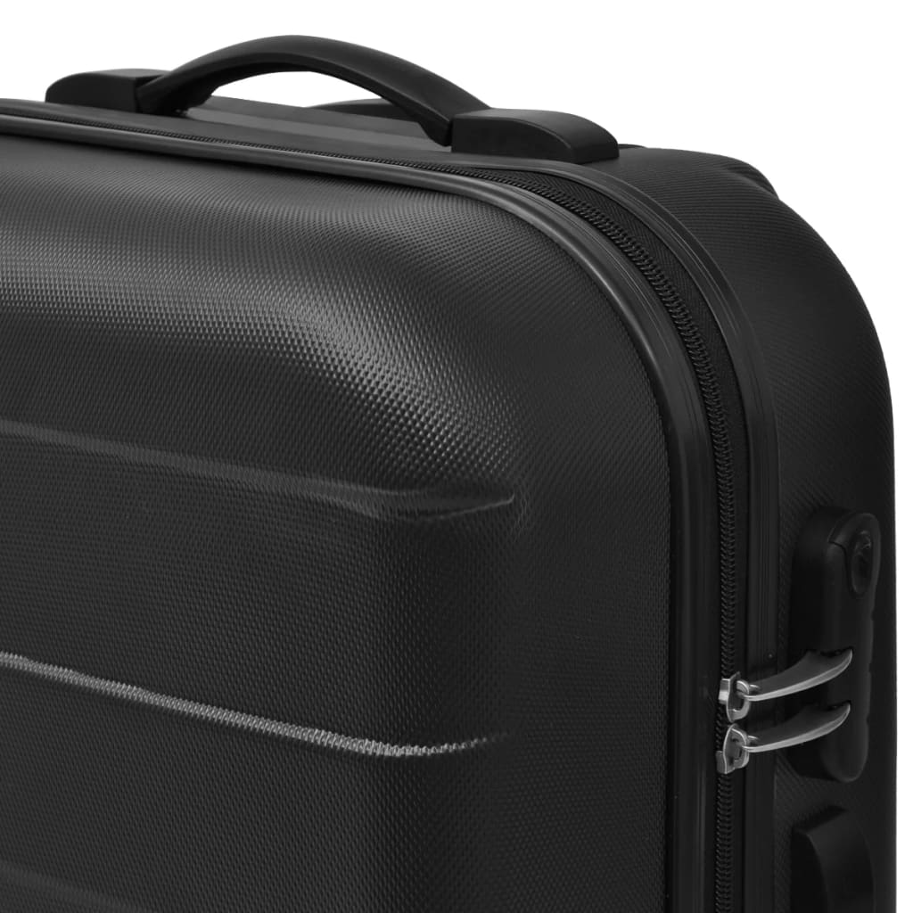 vidaXL طقم ثلاث قطع حقائب سفر بعجلات صلبة بلون أسود