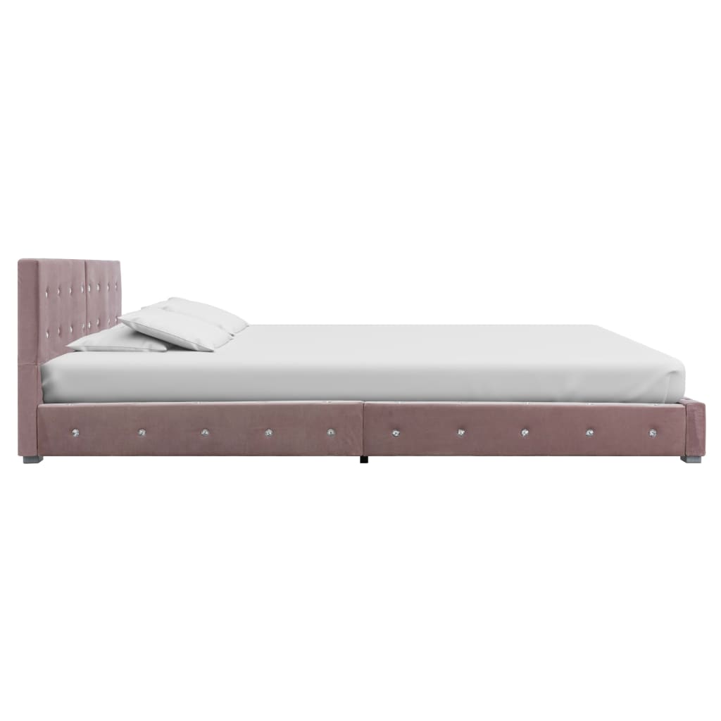 vidaXL إطار سرير وردي مخمل 160×200 سم