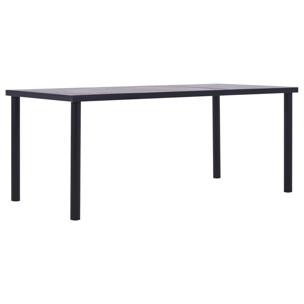 vidaXL طاولة سفرة أسود ورمادي أسمنتي 200×100×75 سم خشب MDF