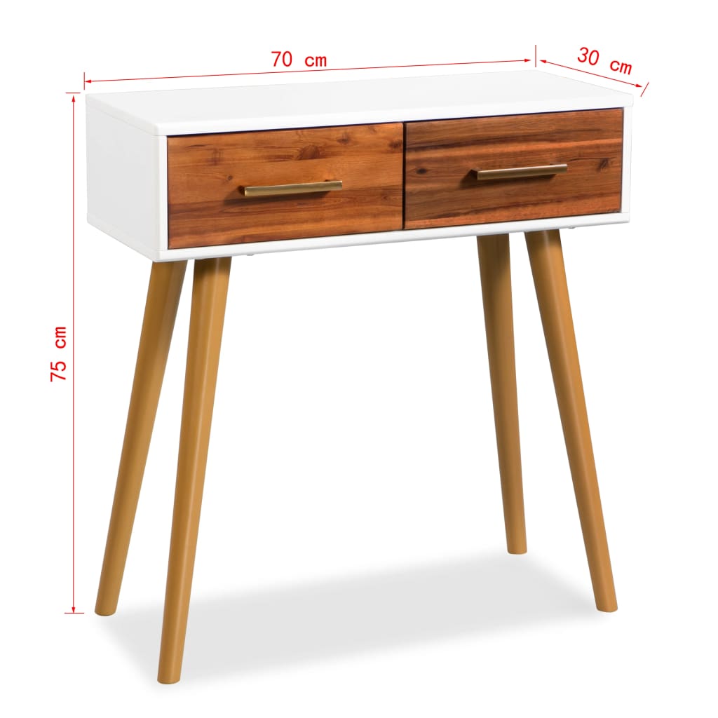 vidaXL طاولة كونسول خشب سنط صلب 70×30×75 سم