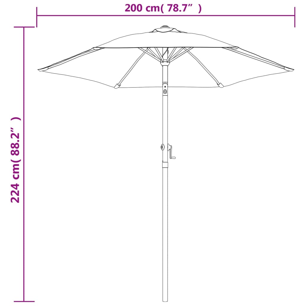 vidaXL حامل مظلة برغندي 200×211 سم ألومنيوم