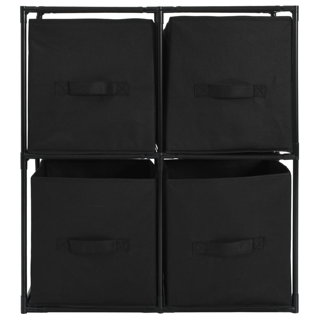 خزانة تخزين vidaXL مع 4 سلال قماشية لون أسود 63×30×71 سم فولاذ