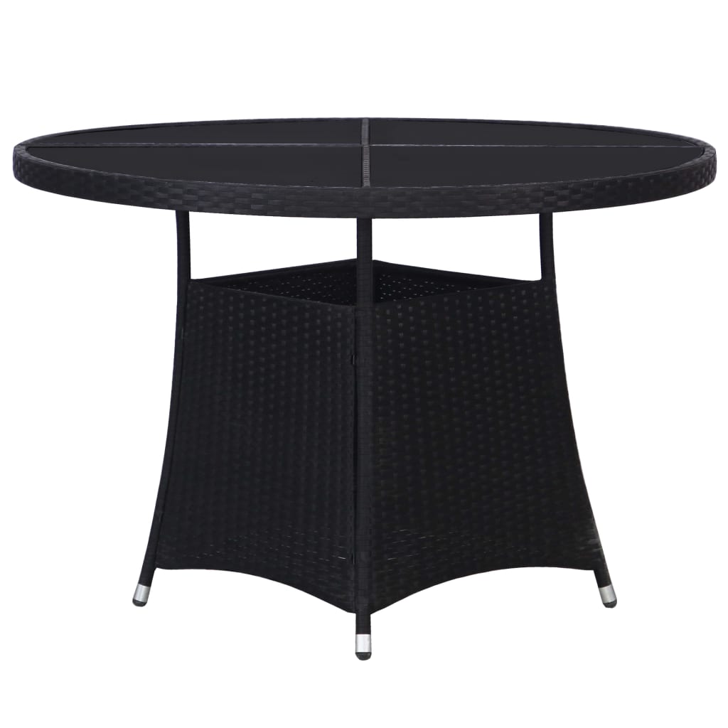 vidaXL طاولة حديقة أسود 110×74 سم بولي روطان