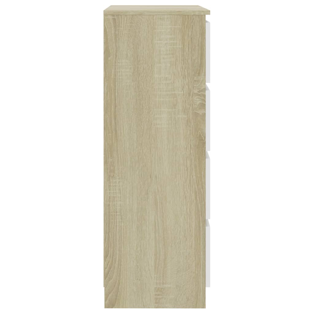 vidaXL خزانة جانبية أبيض وسونوما أوك 60×35×98.5 سم خشب صناعي