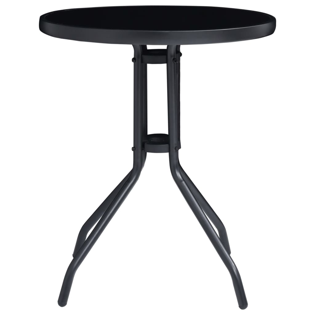 vidaXL طاولة حديقة لون أسود 60 سم فولاذ وزجاج