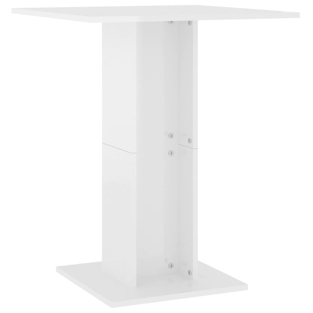 vidaXL طاولة بيسترو أبيض شديد اللمعان 60×60×75 سم خشب مضغوط