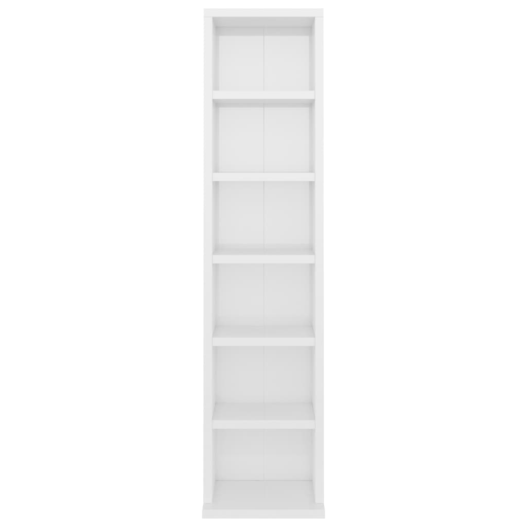 vidaXL خزانة سي دي أبيض لامع 21×20×88 سم خشب حبيبي (الولايات المتحدة/أستراليا فقط)