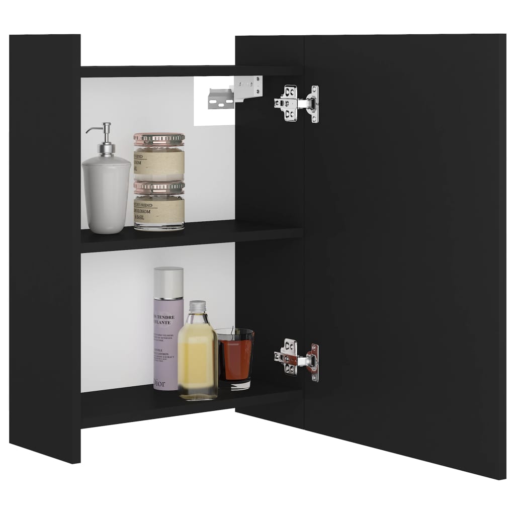 vidaXL خزانة حمام بمرآة أسود 62.5×20.5×64 سم خشب حبيبي