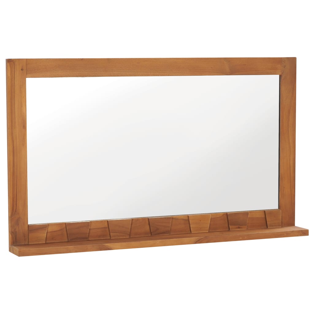 vidaXL مرآة حائطية مع رف 100×12×60 سم خشب ساج صلب