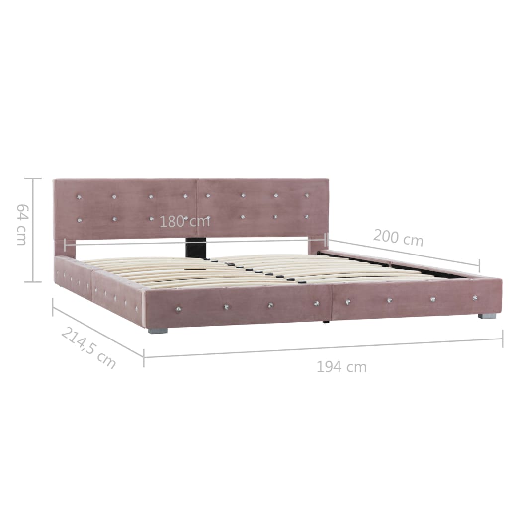 vidaXL إطار سرير وردي مخمل 180×200 سم