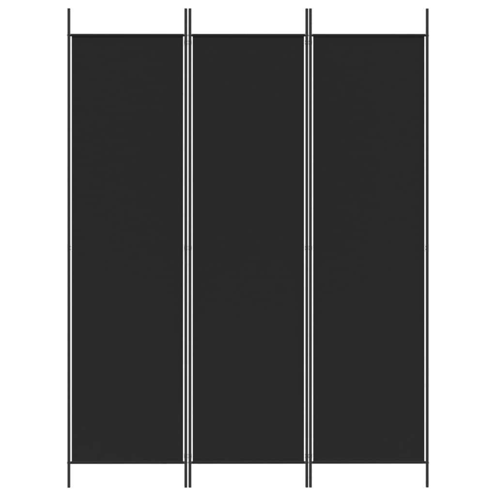 vidaXL مقسم غرفة 3-ألواح أسود 150×200 سم قماش