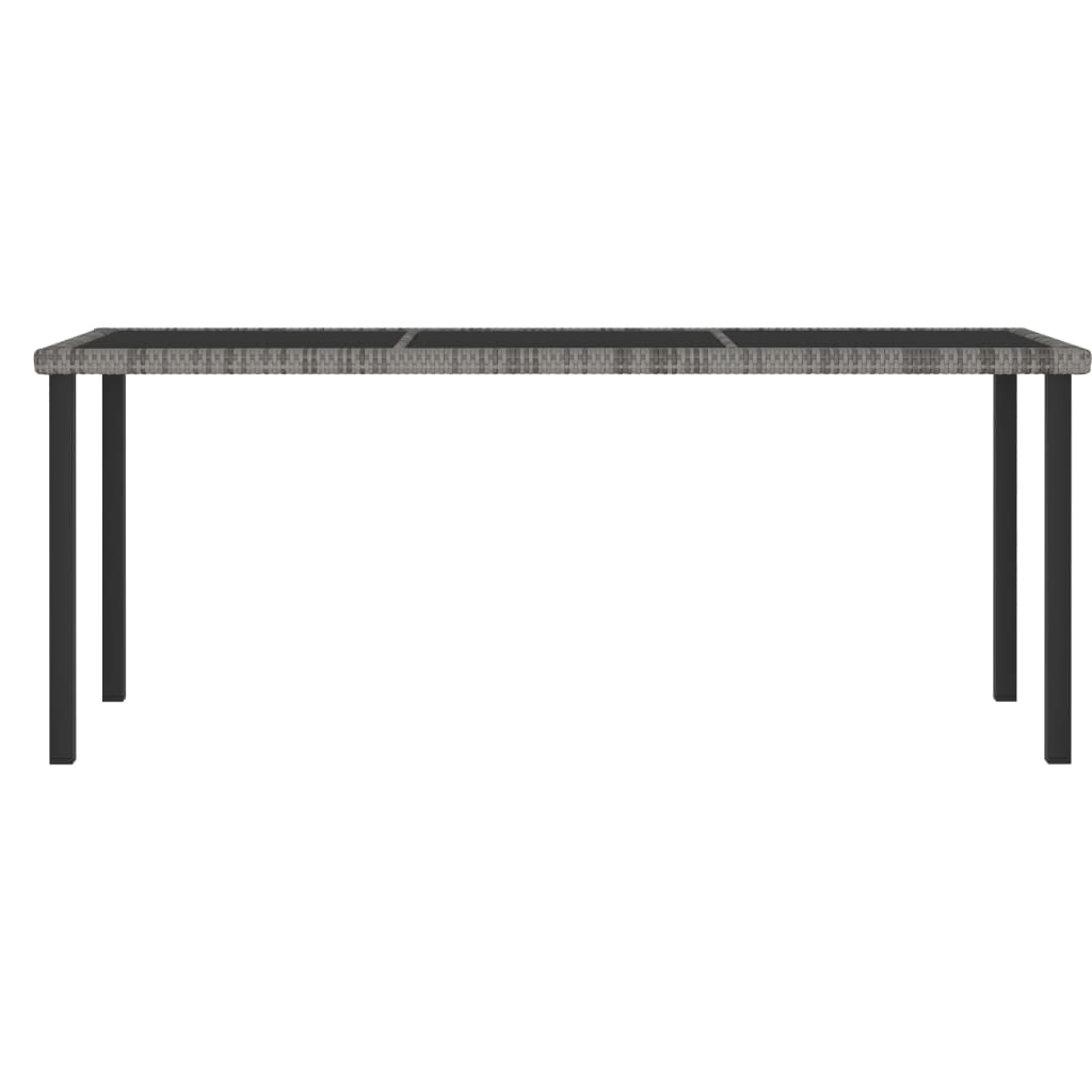 vidaXL طاولة سفرة حديقة رمادي 180×70×73 سم بولي روطان