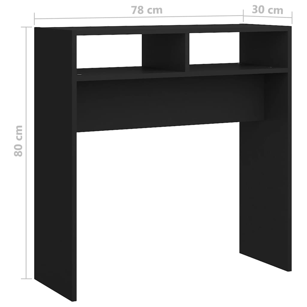 vidaXL طاولة كونسول أسود 78×30×80 سم خشب صناعي