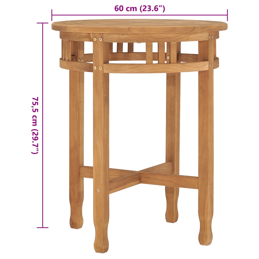 vidaXL طاولة بيسترو 60×75.5 سم خشب ساج صلب