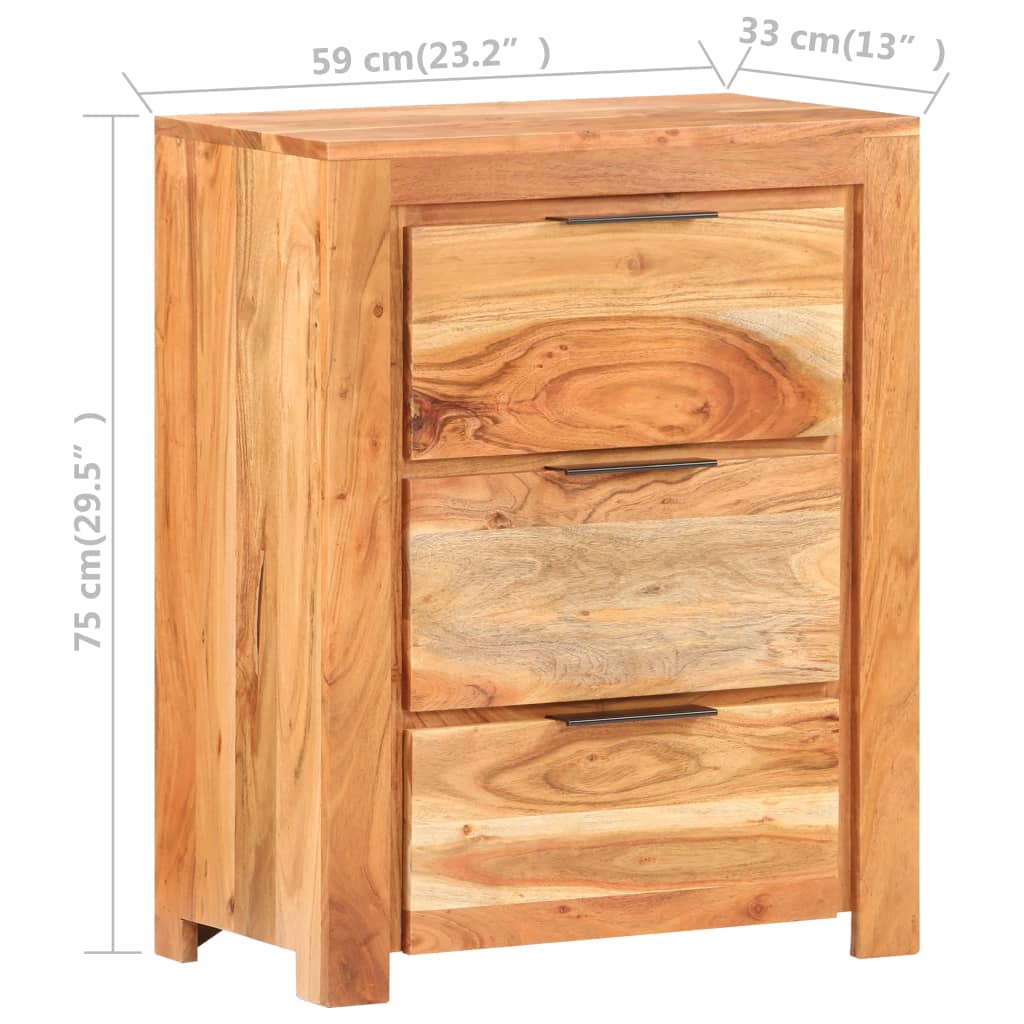 vidaXL خزانة جانبية 59×33×75 سم خشب أكاسيا صلب