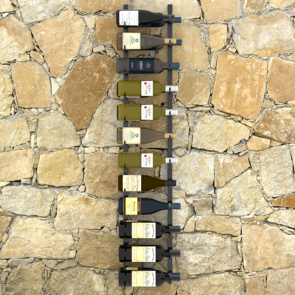 vidaXL حامل نبيذ جداري يتسع لـ 24 زجاجة حديد أسود