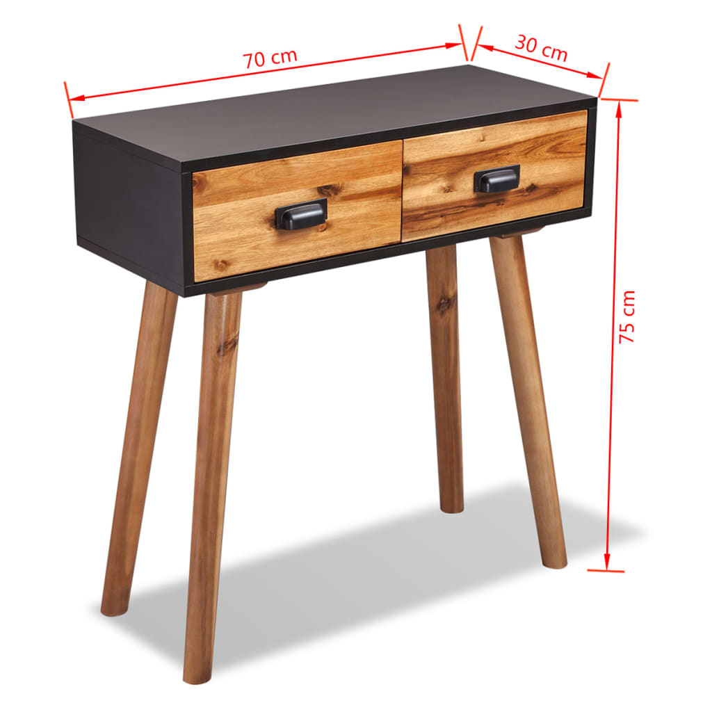 vidaXL طاولة كونسول خشب أكاسيا صلب 70×30×75 سم